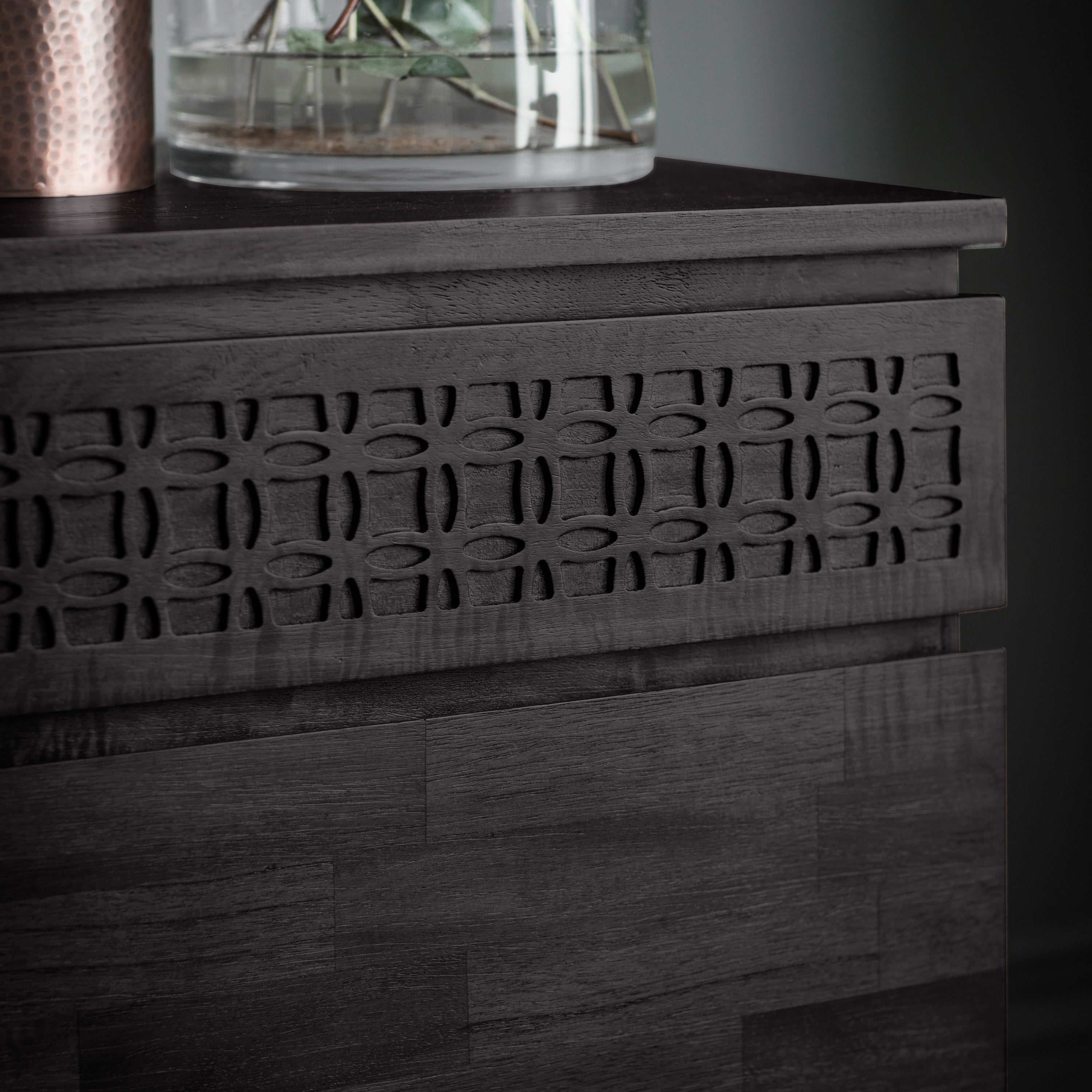 Tuscany Black Mixed Wood Ethnic Design Sideboard
